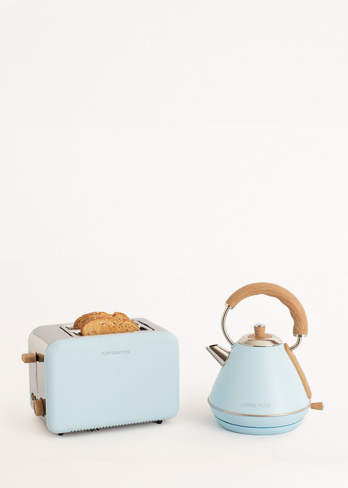 Pack - Petit Grille-Pain Toast Retro + Petit Bouilloire Kettle Retro 1L - Bleu Pastel