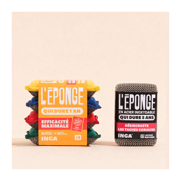 Pack Éponges 4 Couleurs Et Acier