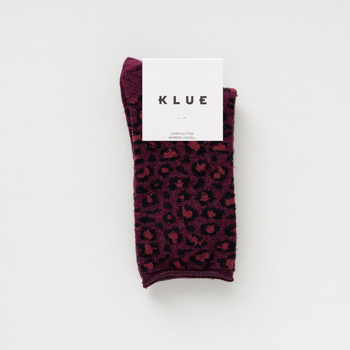 Miljøvenlige glimmersokker i lurex - Bordeaux leopard