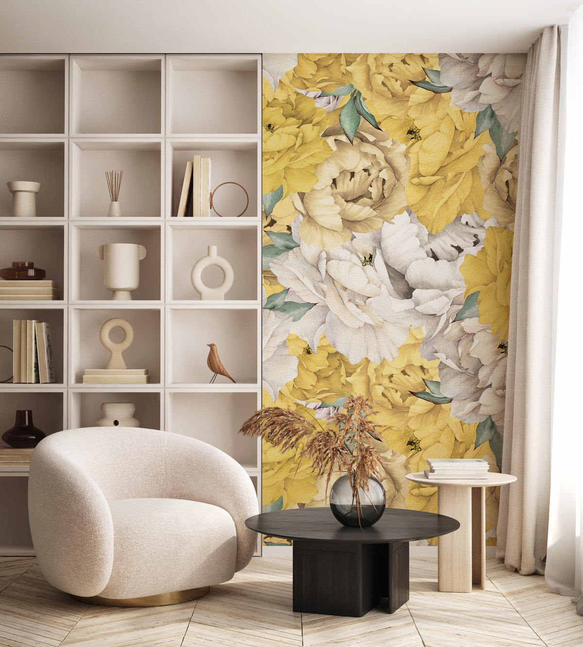 Väggmålning Paeonia - Jaune