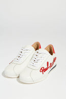 Paul & Joe - Par de zapatillas blancas y logo rojo Paul & Joe en cuero