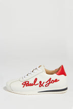 Paul & Joe - Paire De Baskets Blanches Et Logo Rouge Paul & Joe En Cuir