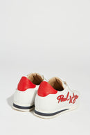 Paul & Joe - Par de zapatillas blancas y logo rojo Paul & Joe en cuero