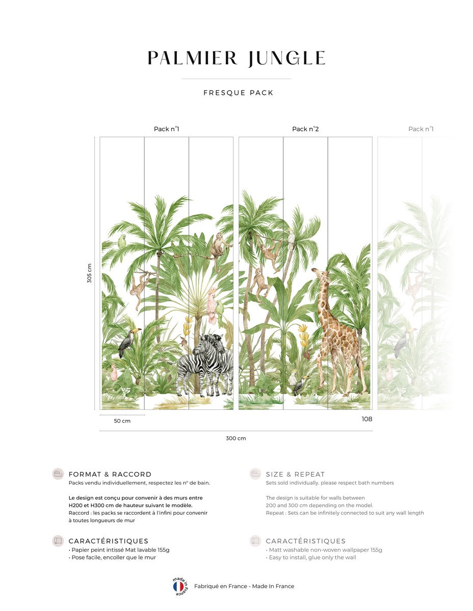 Palm Tree Jungle Mural - Palm Green