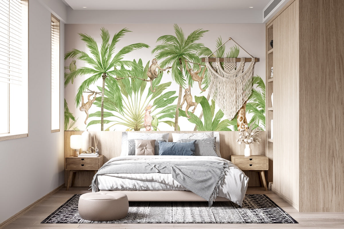 Palm Tree Jungle Mural - Palm Green
