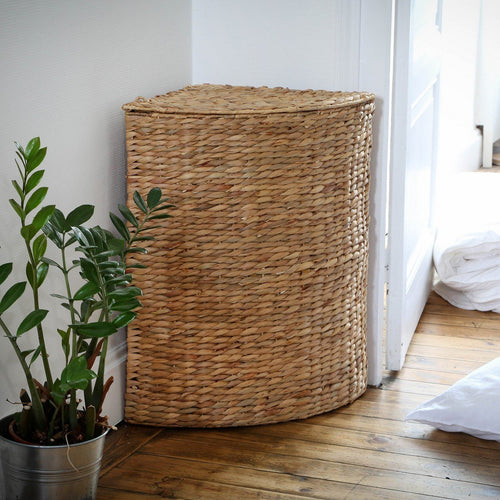 Panier À Linge D'Angle En Jacinthe D'Eau - Beige