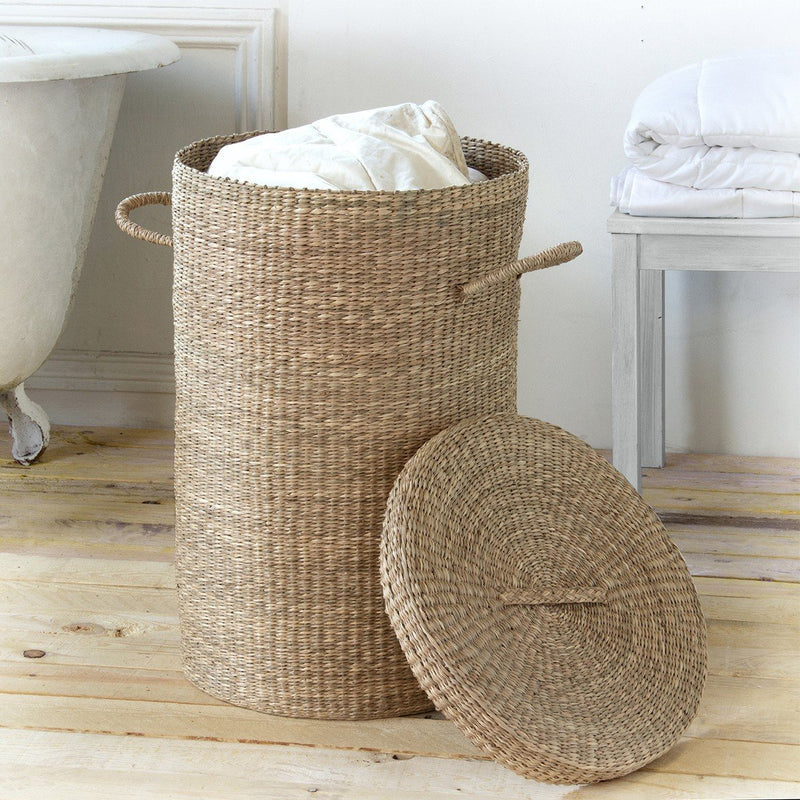 Panier À Linge En Jonc De Mer Naturel - Beige