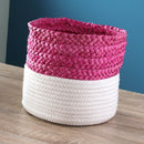 Panier Bicolore Blanc Et Rose En Corde - Beige