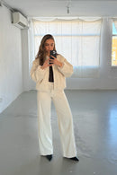 Pantalon Droit En Velours Côtelé (Écru)