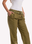 Tommy Hilfiger - Pantalon Avec Ceinture - Verde - Femme