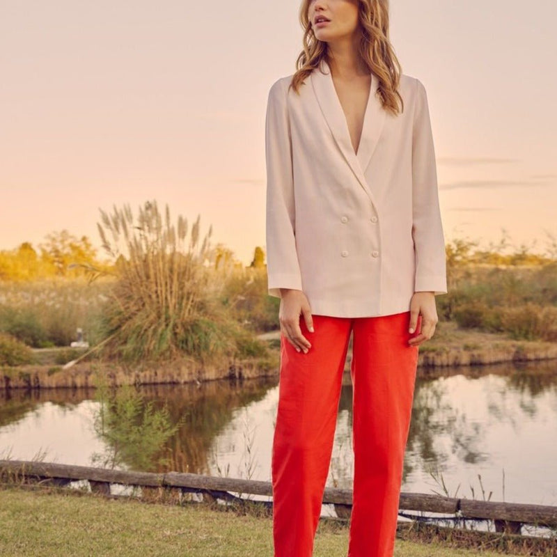 Pantalón chino cropped de cintura alta Amber - Flame - Mujer