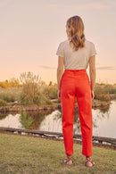 Pantalón chino cropped de cintura alta Amber - Flame - Mujer