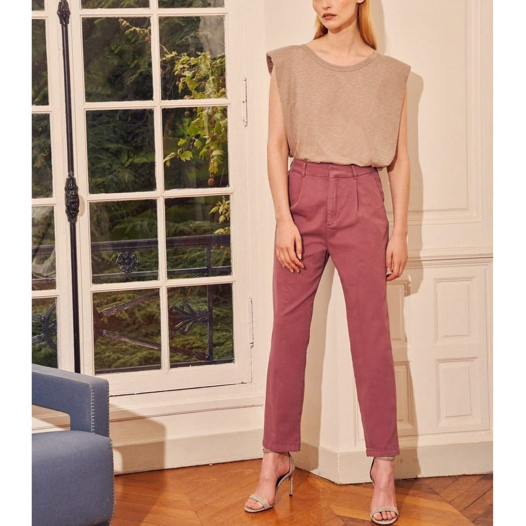 Ambre Highwaist Cropped Chino Trousers - Purple Grey - Women
