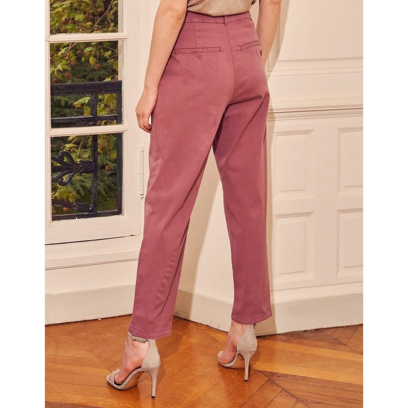 Ambre Highwaist Cropped Chino Trousers - Purple Grey - Women