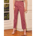 Ambre Highwaist Cropped Chino Trousers - Purple Grey - Women