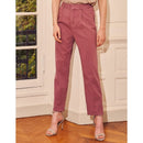 Pantalón chino cropped de cintura alta Ambre - Morado Gris - Mujer