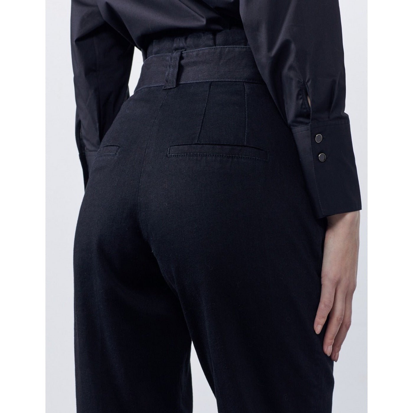 Highwaist Cropped Chino Trouser Ava - Denim Black - Women
