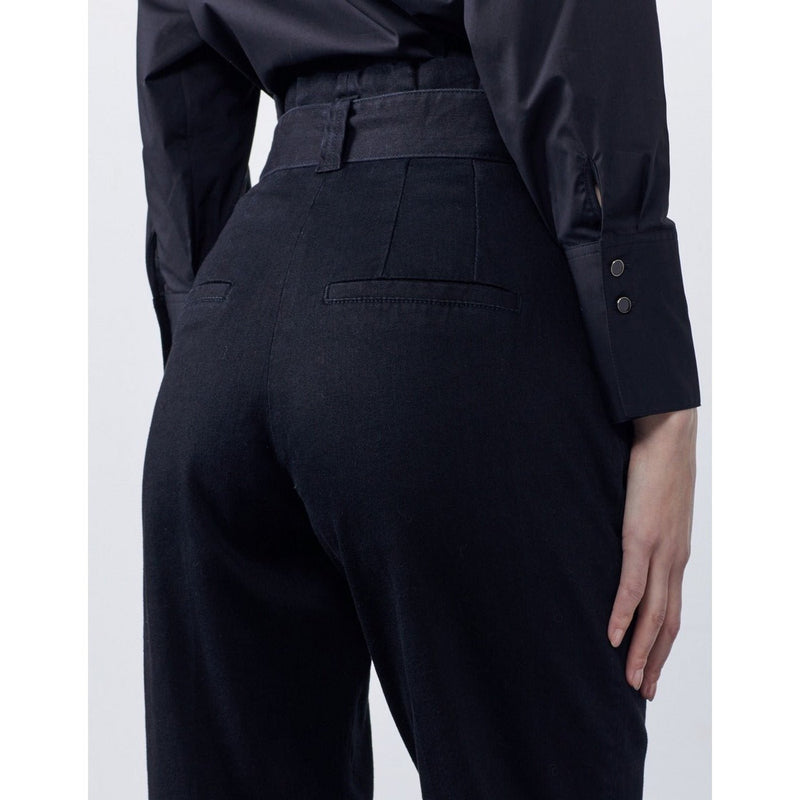 Pantalones chinos Ava recortados de cintura alta - Negro denim - Mujer