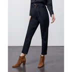 Highwaist Cropped Chino Trouser Ava - Denim Black - Women