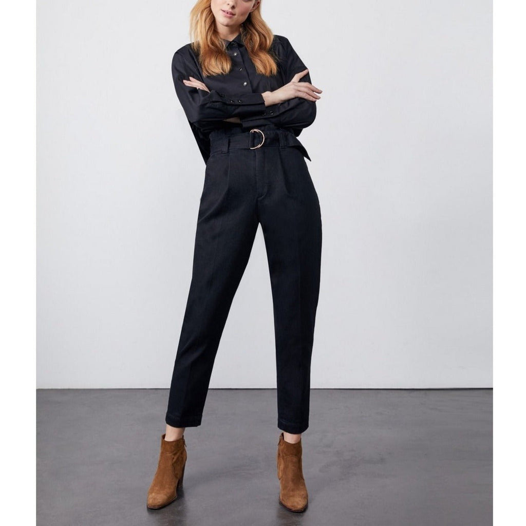 Highwaist Cropped Chino Trouser Ava - Denim Black - Women