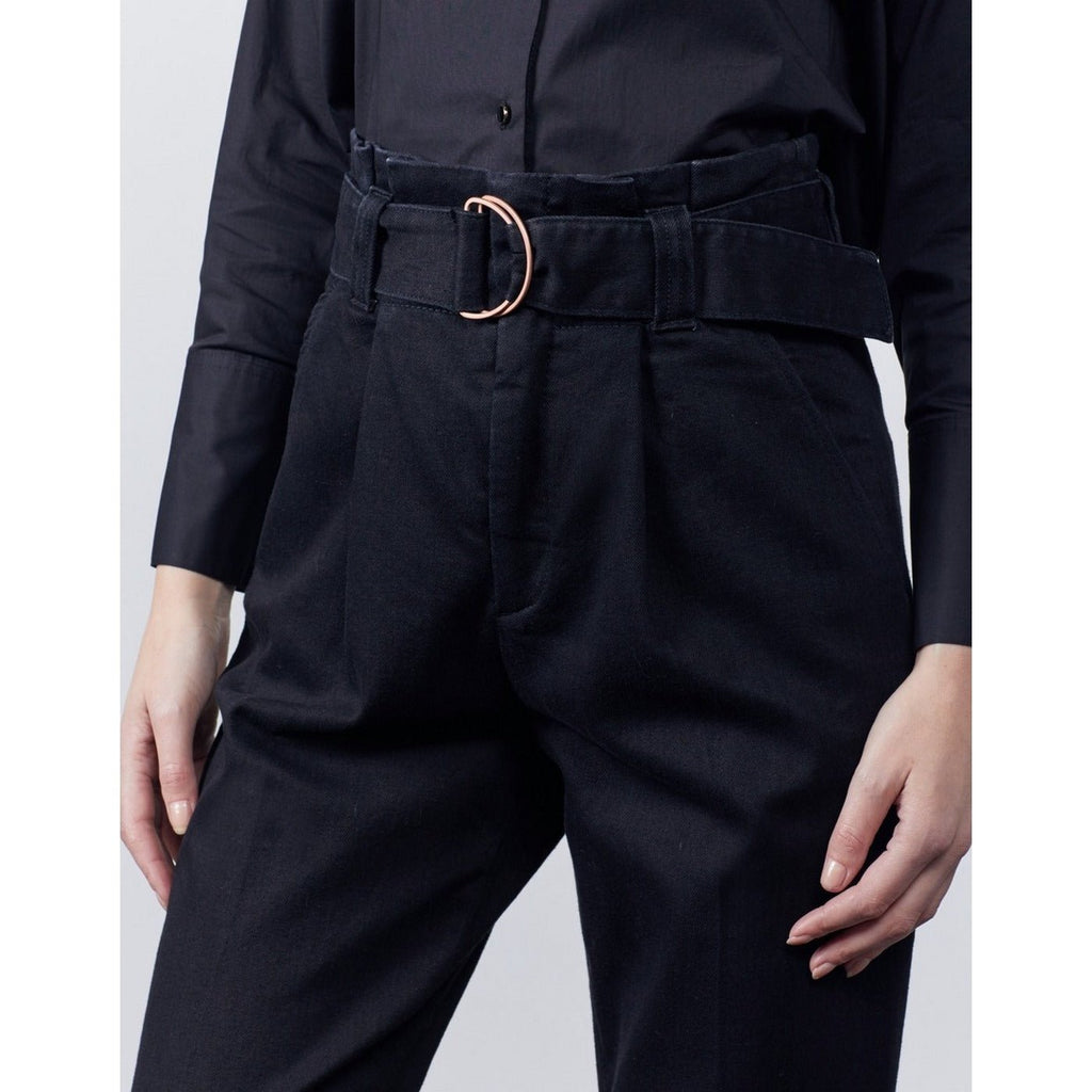 Highwaist Cropped Chino Trouser Ava - Denim Black - Women