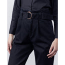 Pantalones chinos Ava recortados de cintura alta - Negro denim - Mujer