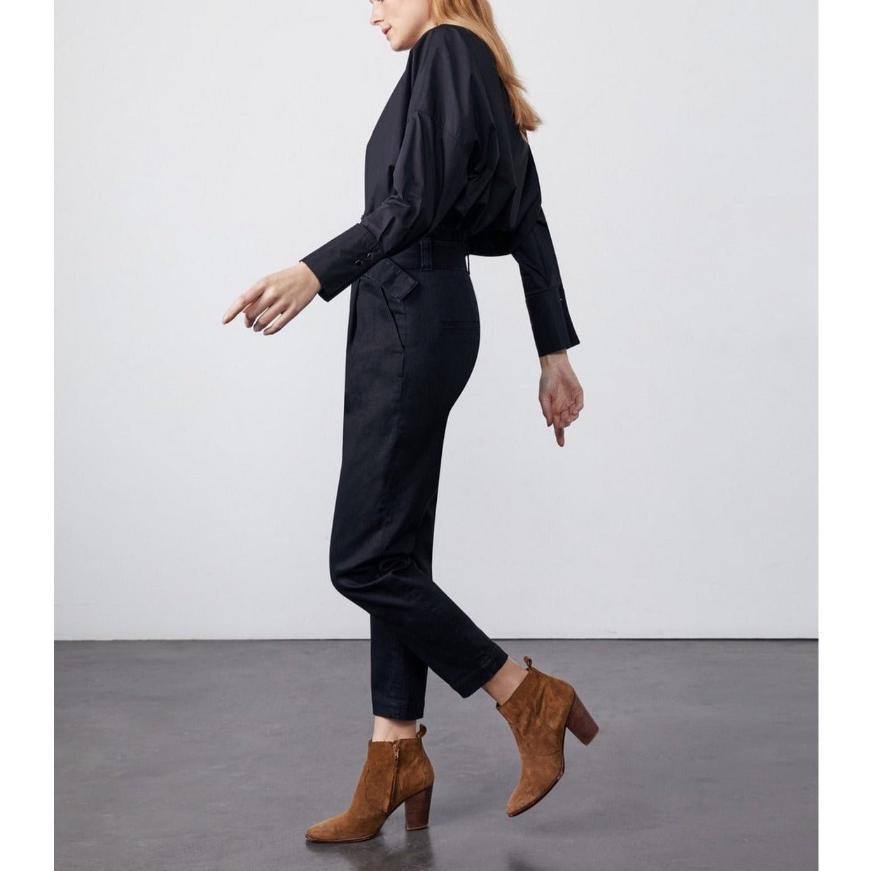 Highwaist Cropped Chino Trouser Ava - Denim Black - Women