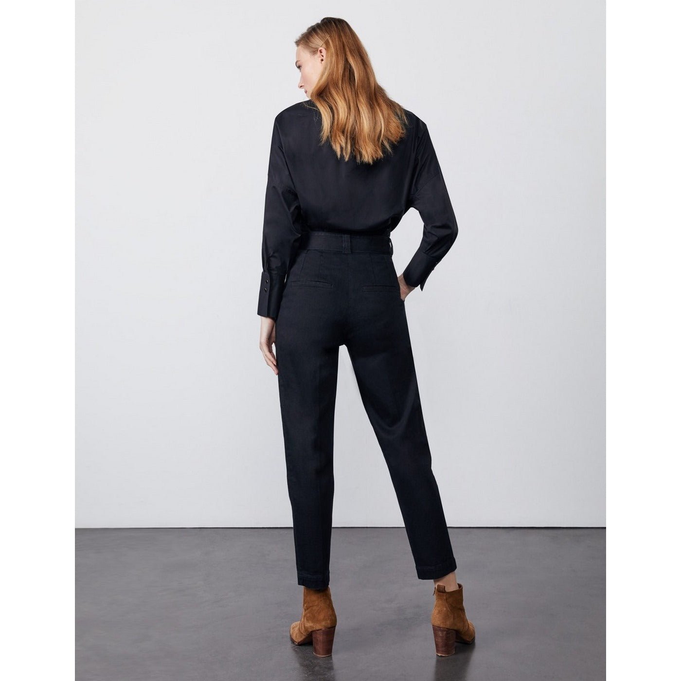 Highwaist Cropped Chino Trouser Ava - Denim Black - Women