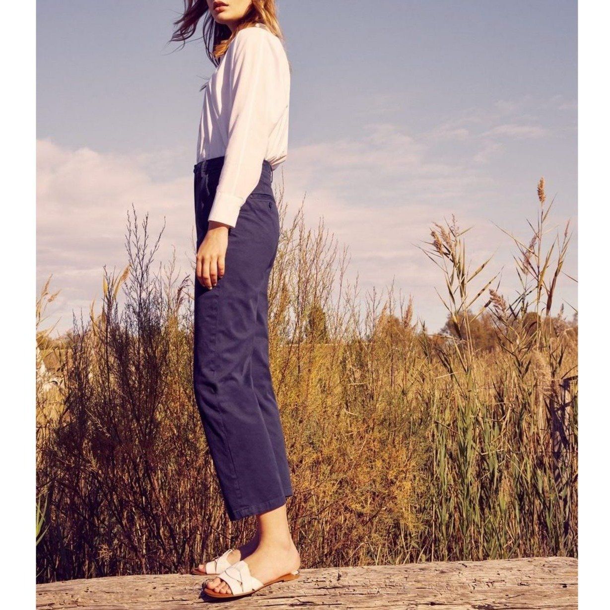 Pantalon Chino Highwaist Cropped Sandy Highwaist - Dark Navy - Femme