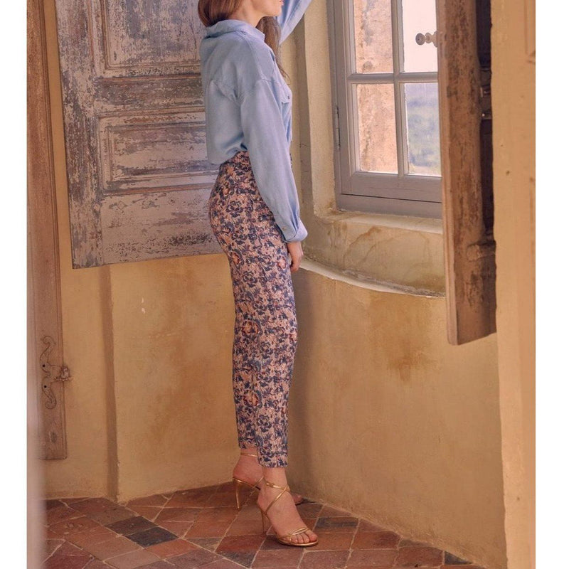 Pantalones chinos elegantes recortados de cintura alta Sandy - Vintage Garden - Mujer