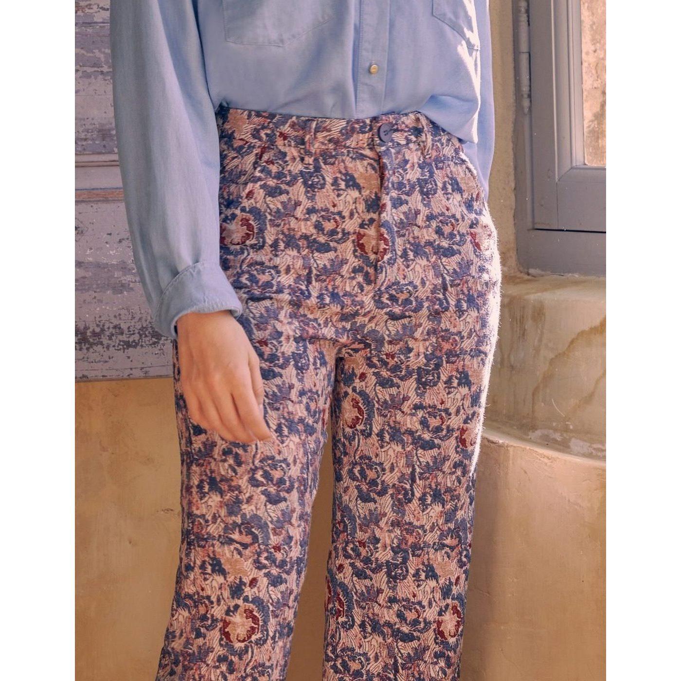Pantalon Chino Sandy Highwaist Cropped Fancy - Vintage Garden - Femme