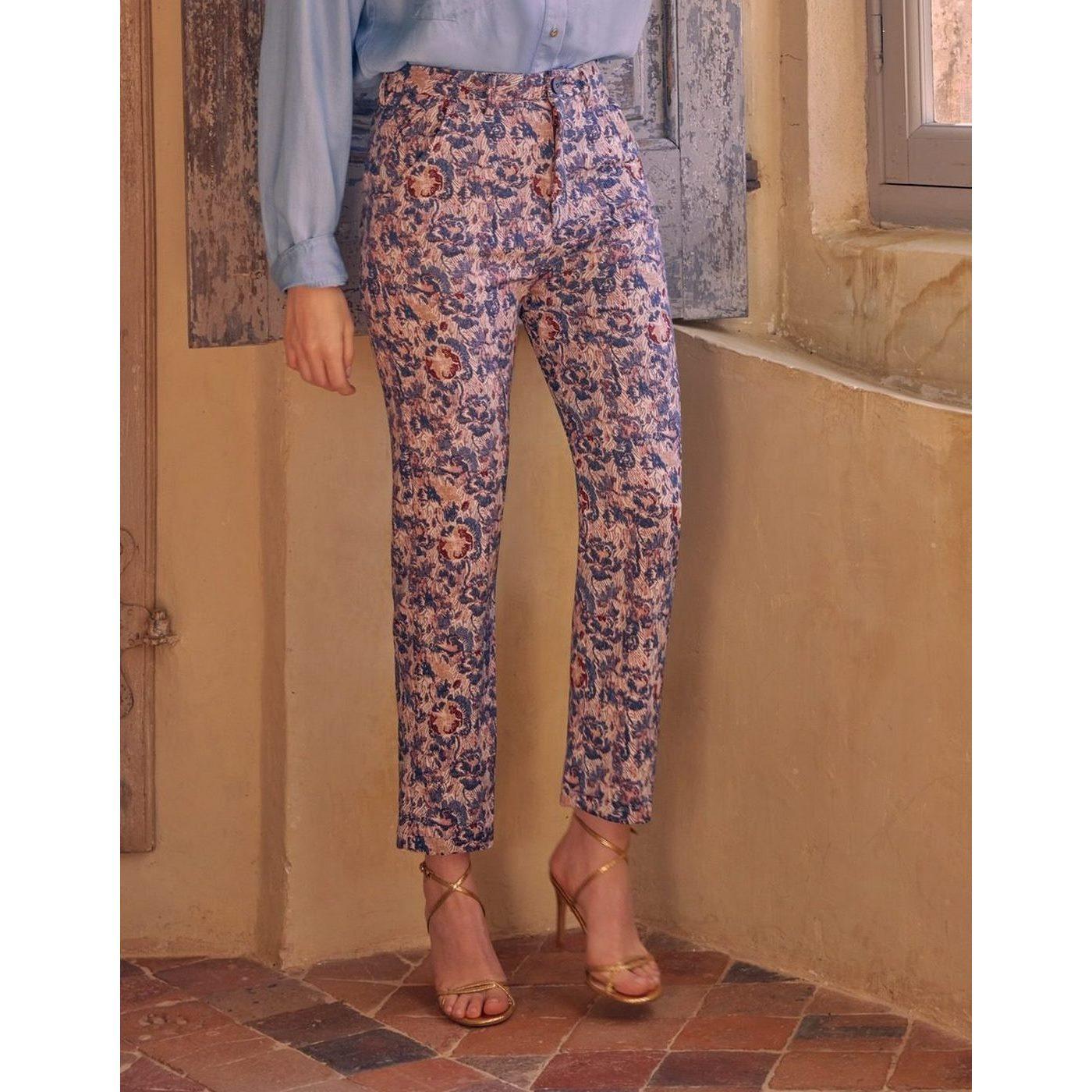 Pantalon Chino Sandy Highwaist Cropped Fancy - Vintage Garden - Femme