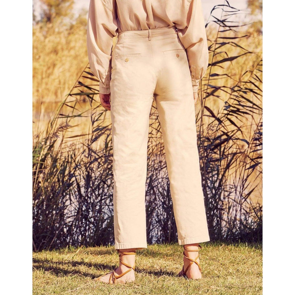 Cropped Chino Trouser Sandy Highwaist - Light Sand - Women