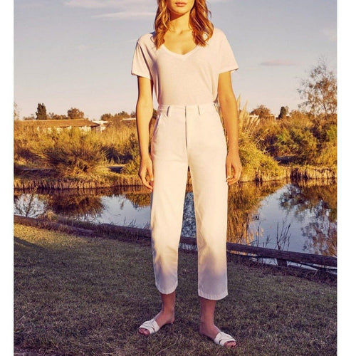 Pantalon Chino Highwaist Cropped Sandy Highwaist - White - Femme
