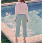 Highwaist Cropped Chino Trousers Sandyhigh - Aqua - Women