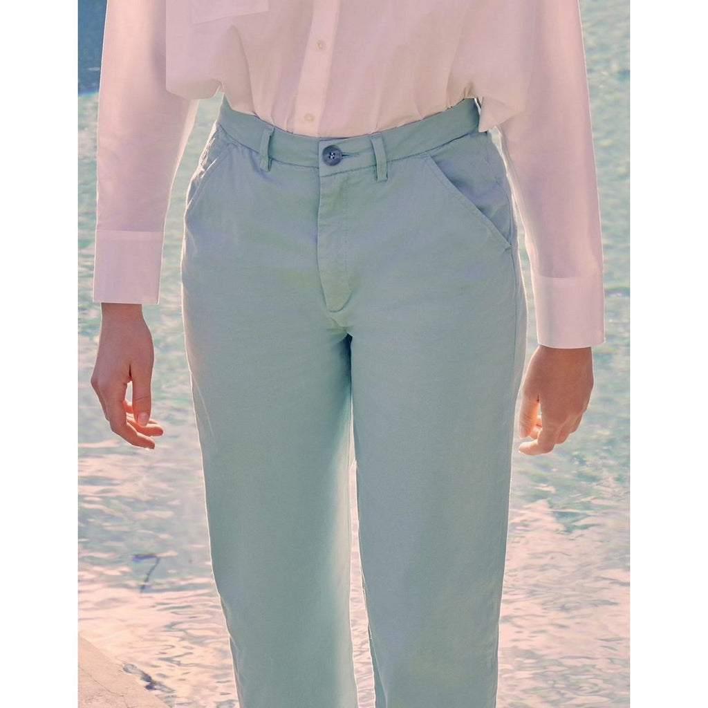 Highwaist Cropped Chino Trousers Sandyhigh - Aqua - Women