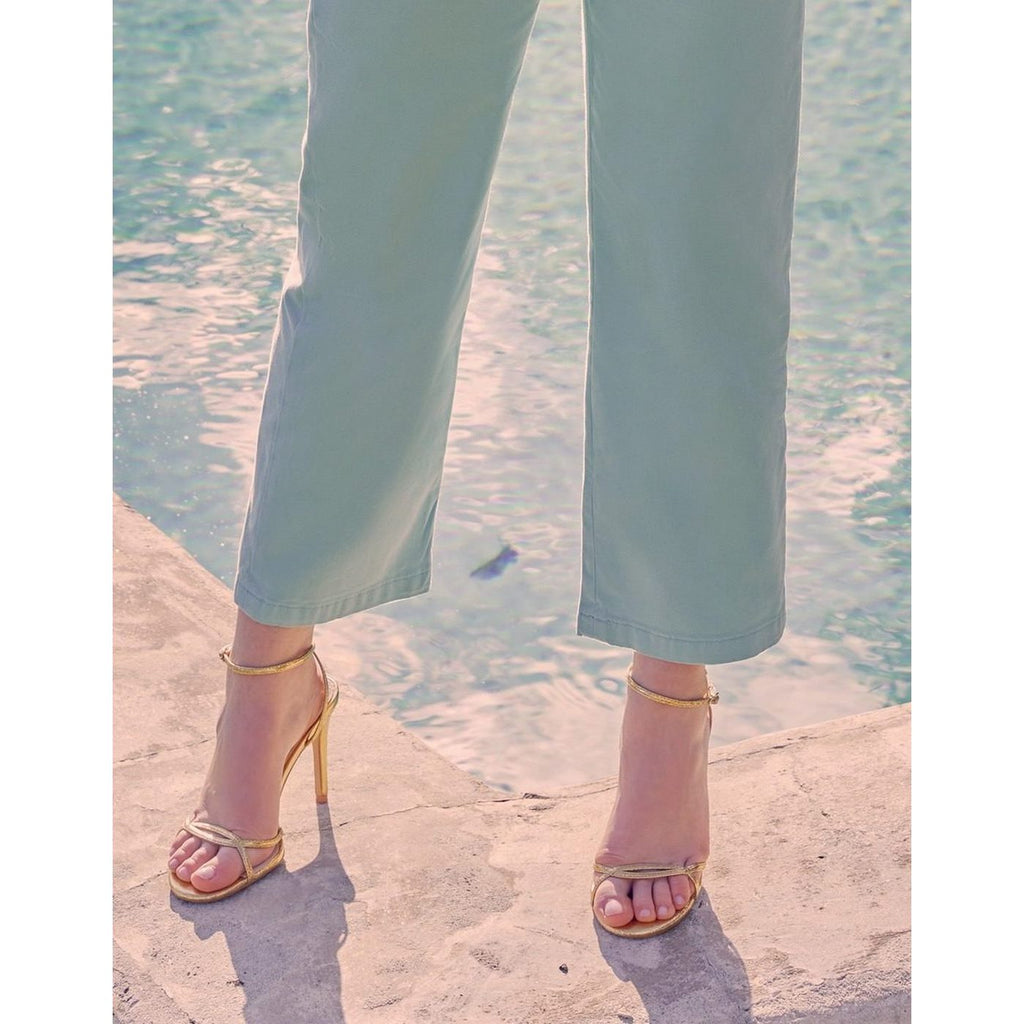 Highwaist Cropped Chino Trousers Sandyhigh - Aqua - Women