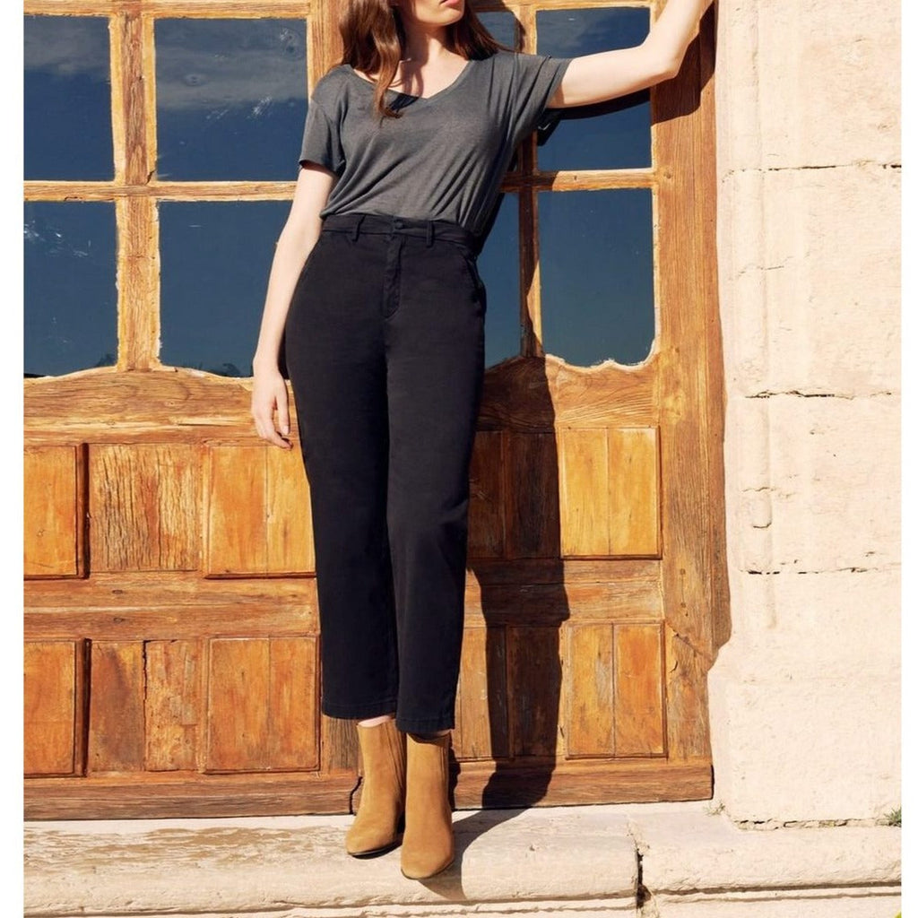 Pantalon Chino Highwaist Cropped Sandyhigh - Black - Femme