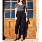 Pantalon Chino Highwaist Cropped Sandyhigh - Black - Femme