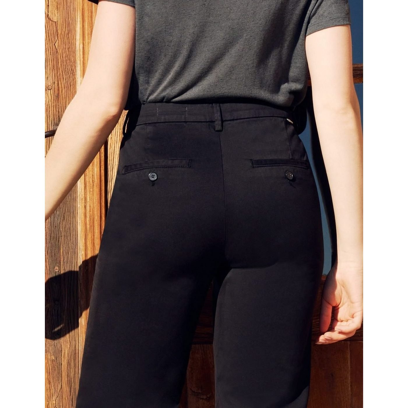 Pantalon Chino Highwaist Cropped Sandyhigh - Black - Femme