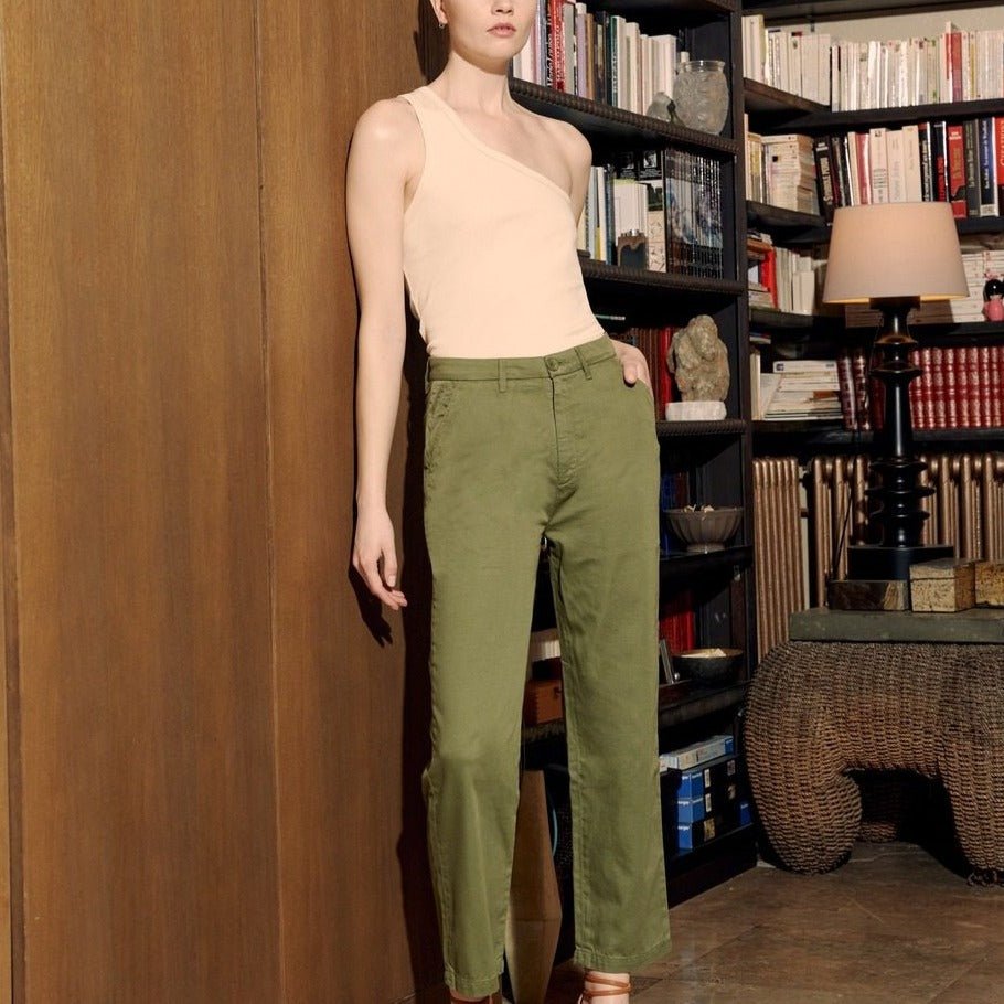 Pantalón chino Sandy Hilyo de cintura alta - Caqui - Mujer