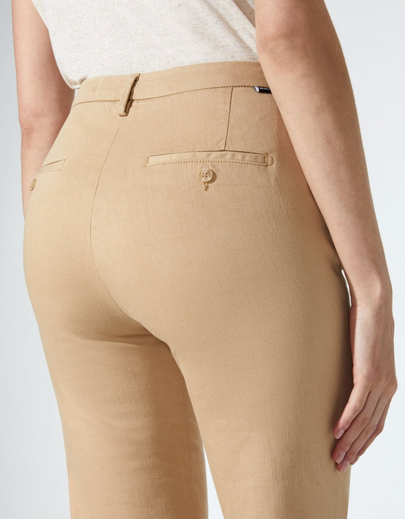 Pantalón chino capri Sandy de talle alto - Beige - Mujer