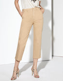 Pantalón chino capri Sandy de talle alto - Beige - Mujer