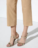Pantalón chino capri Sandy de talle alto - Beige - Mujer
