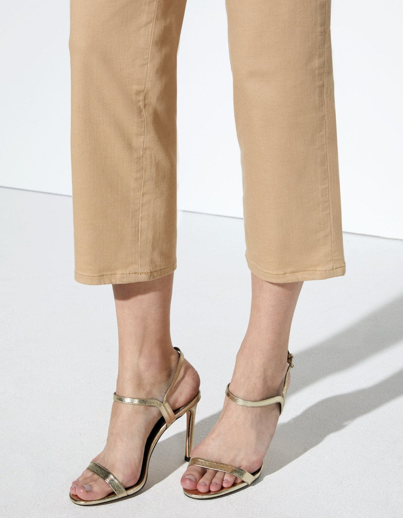 Pantalón chino capri Sandy de talle alto - Beige - Mujer