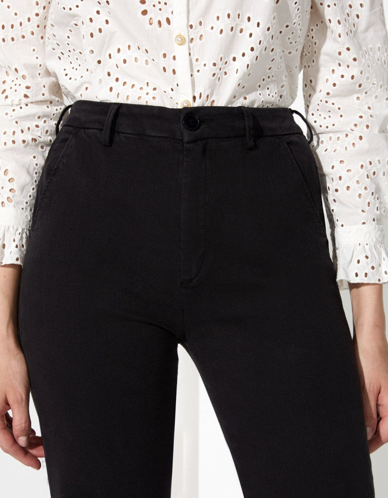 Pantalón chino cropped de cintura alta Sandy Highwaist Cropped - Negro - Mujer