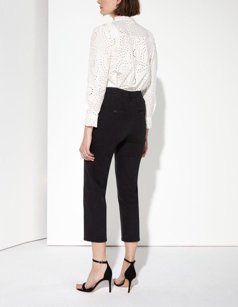 Pantalón chino cropped de cintura alta Sandy Highwaist Cropped - Negro - Mujer