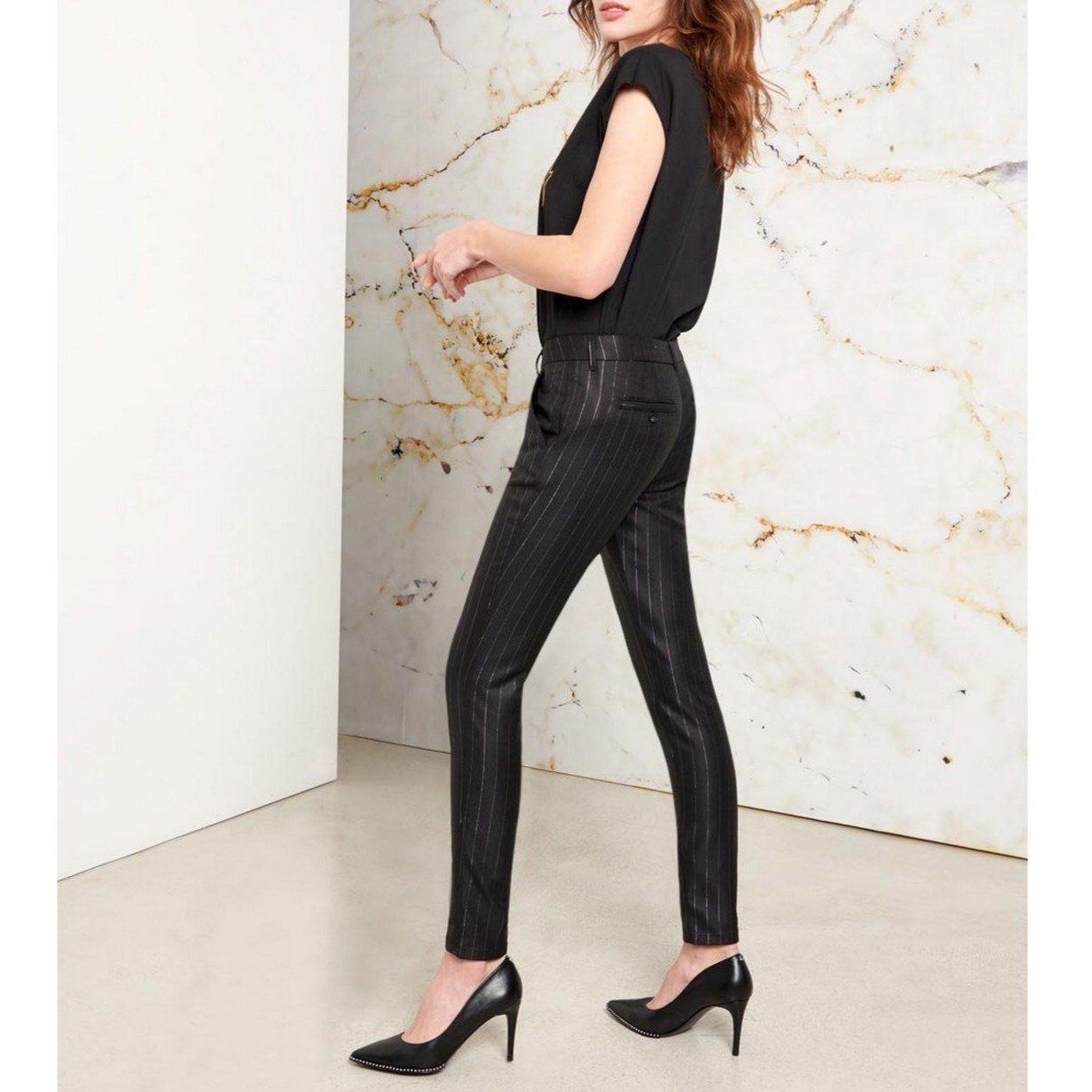 Pantalón Chino Sandy Fancy - Black Silver - Mujer