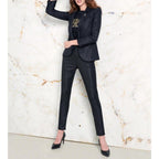 Pantalón Chino Sandy Fancy - Black Silver - Mujer