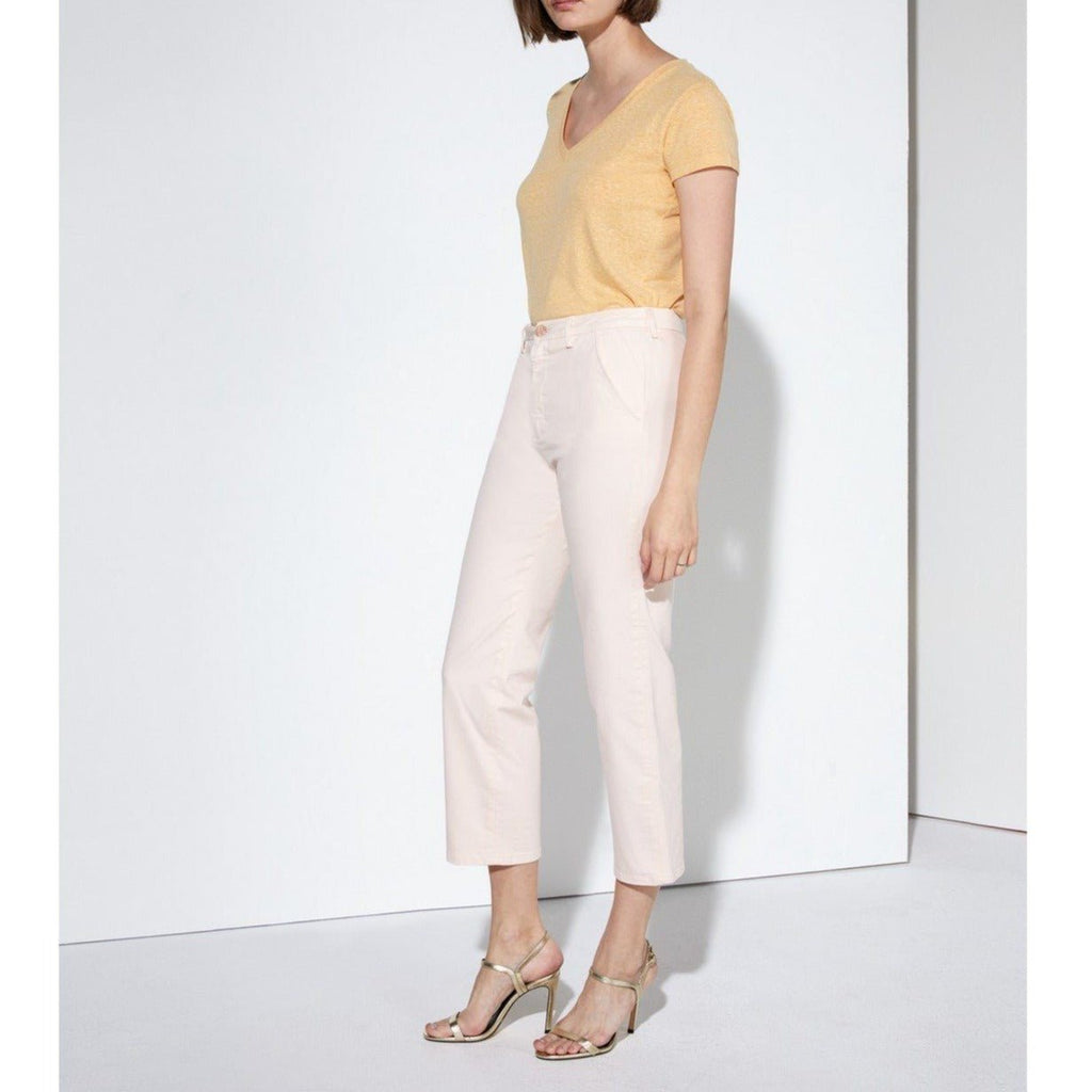 Sandy Highwaist Cropped Chino Trousers - Baby Pink - Women